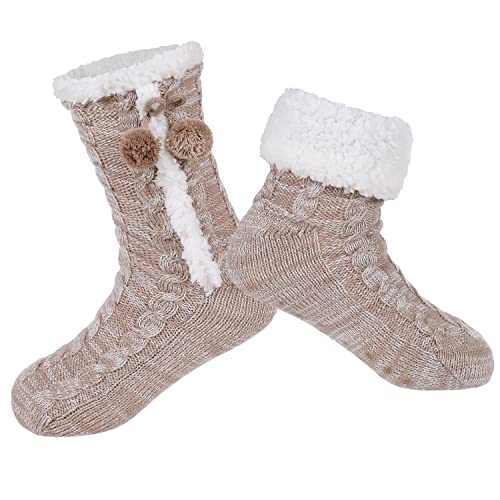 Image of Chassic Sherpa Lined Slipper Socks for Women, Non-Slip Cozy Winter House Socks, Soft Fuzzy Socks, Gifts for Women & Ladies Stocking Stuffers