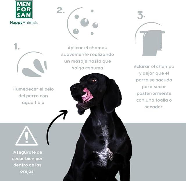 Foto 4 de 6 de MENFORSAN Champú Perros Pelo Negro 1L, Intensificador del Color