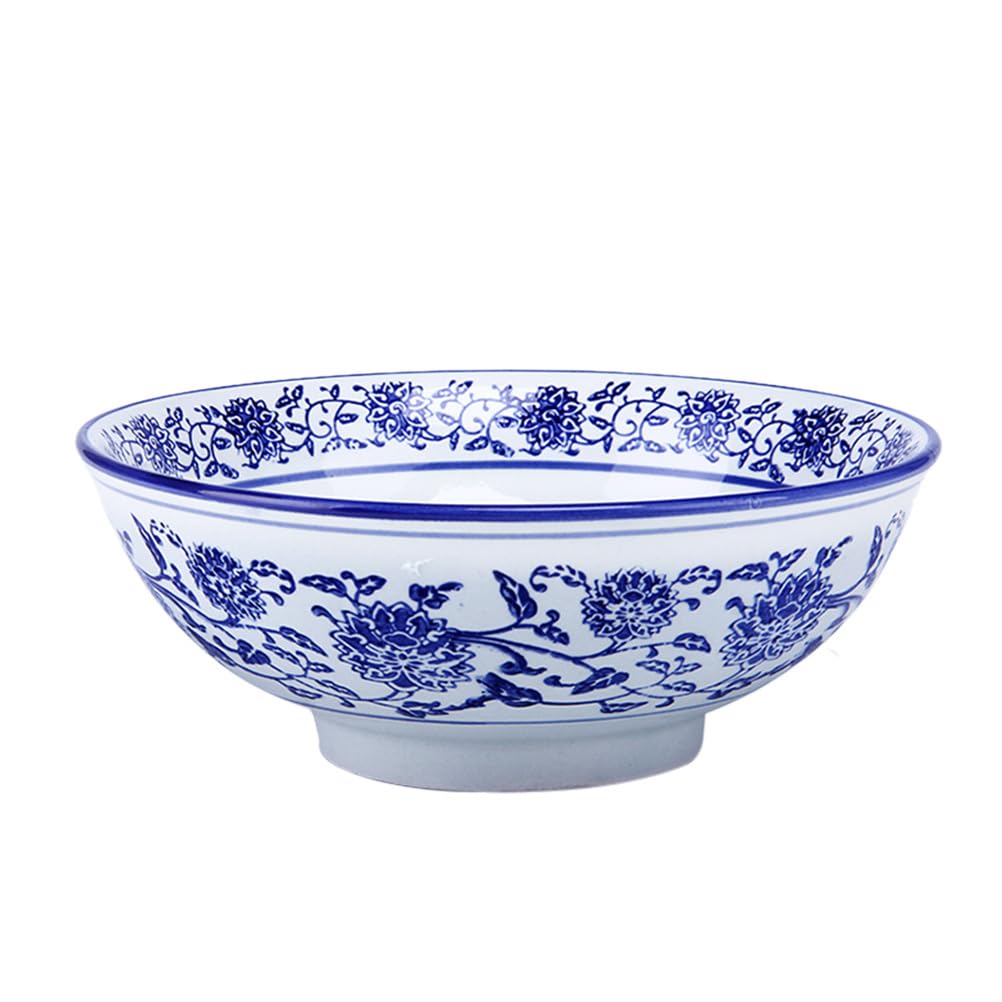 YARNOW Bol rétro en céramique pour ramen, 20,3 cm, grand bol de service pour la maison, la cuisine, facile à nettoyer