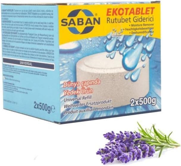 2x500 Gramm - Lavendelduftende Feuchtigkeitsabsorber, Feuchtigkeits- und Schimmelverhütungs-Ersatztablette