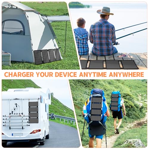 SOKIOVOLA [Upgraded] 28W Portable Solar Panel Foldable Solar Panel USB-A USB-C Ports Solar Panel Portable IP68 Waterproof Solar Phone Charger for Camping Hiking Outdoor Activities - Thumbnail 7