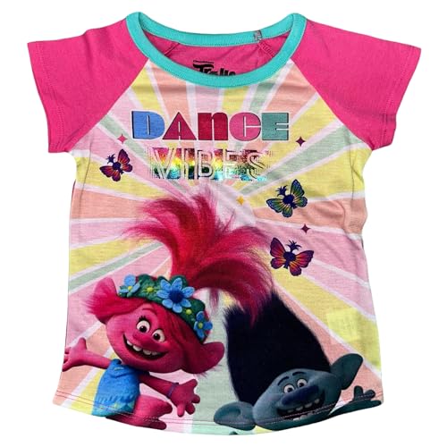 Trolls Soft Pajama Set for Girls - Crewneck Short Sleeve Top and Pajama -Pink/Poppy and Branch, 6/6X2