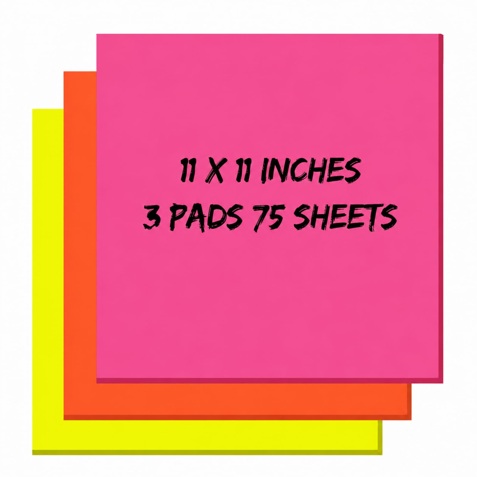 Zubebe Jumbo-Haftnotizen, 27,9 x 27,9 cm, leuchtende Farben, große selbstklebende Notizblöcke, quadratisch, für Büro, Zuhause, Schule, 25 Blatt