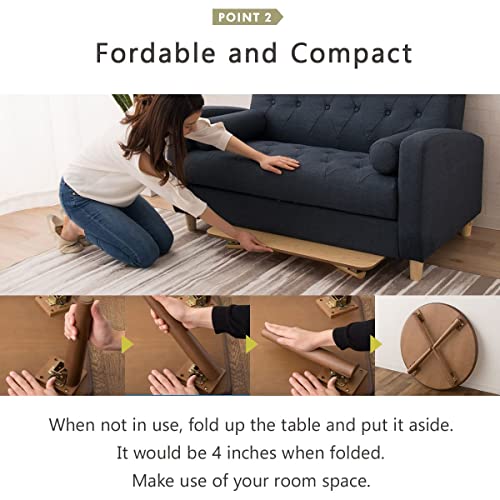 Emoor Wood Folding Coffee Table Rectangle Small (17.7"X23.6") Walnut, Floor Sitting Low Table Small Space Minimalist Japanese Tatami Room #TOP3