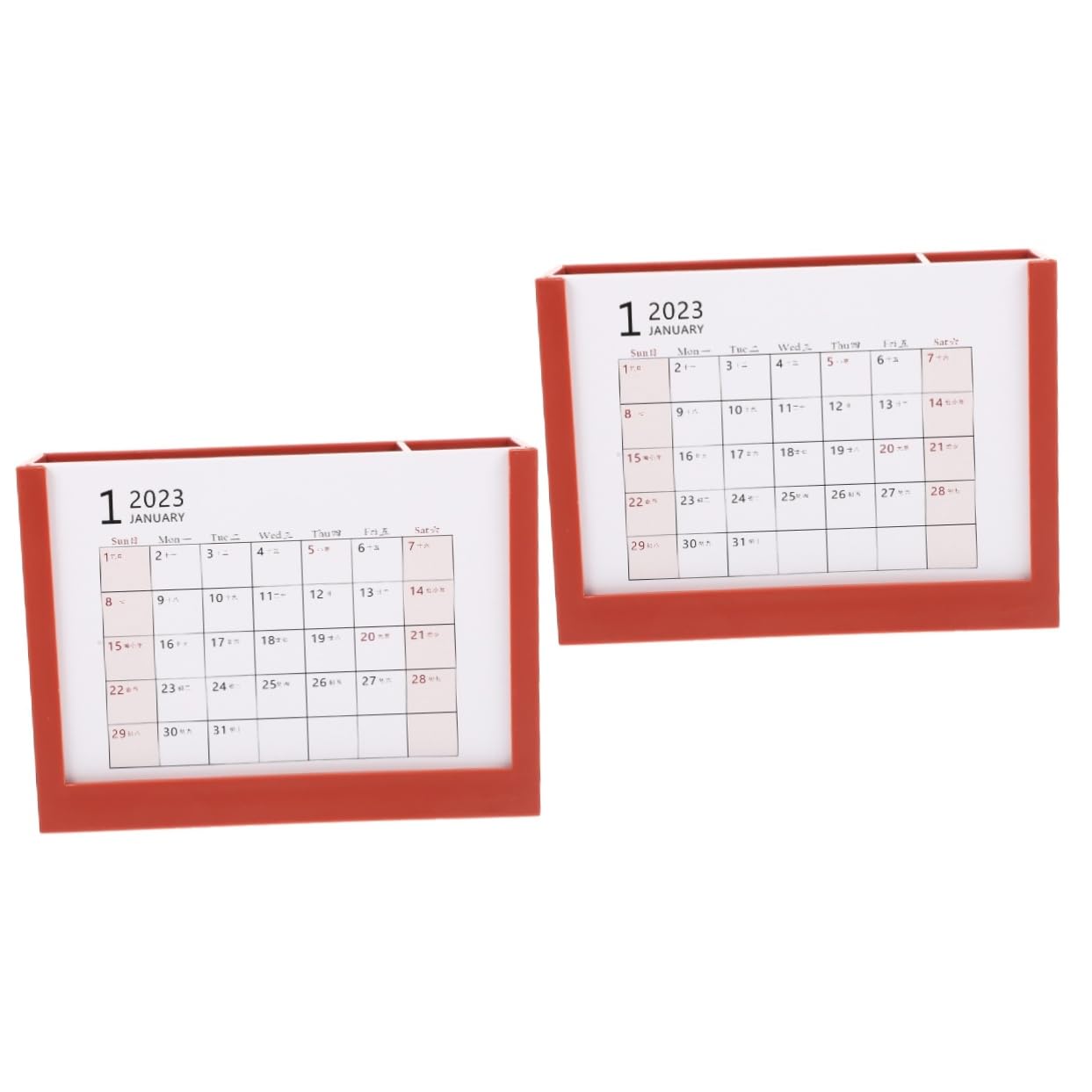 MAGICLULU 2pcs 2023 Multi-functional Cups Office Tabletop Pen Versatile with Stationery Makeup Storage Brush Schedule Decor Calendars Supplies Perpetual Accessory Time for