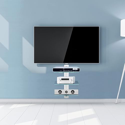 Miniatura 2 de Estante flotante de DVD, soporte de pared de cristal para TV con estante para reproductor de DVD, PS4, cajas de cable, consolas de juegos, caja de