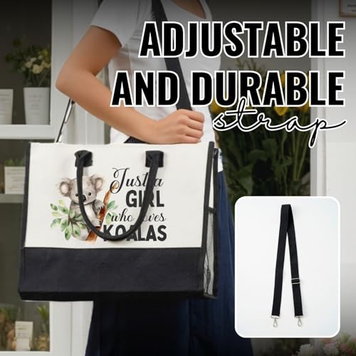 Bolso tote grande de lona para mujer de InnoBeta Koala Gifts, con cierre de cremallera superior y correa ajustable para el hombro, tamaño ideal para viajes, estilo moderno y funcional miniatura 4