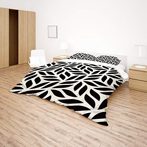 Housse de couette noire et blanche抗 fadeur en polyester pour parure de lit durable - 5