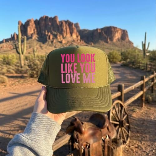 Image of You Look Like You Love Me Trucker Hat Country Song Lyrics Adult Classic 5 Panel Mesh Snapback
