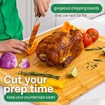HUGE 24 Inch Bamboo Cutting Board with Lifetime Replacement - 2XL Extra Large Wooden Butcher Block for Kitchen, Stove Top, Meat, Vegetables, and Charcuterie with Deep Juice Grooves - Image 6