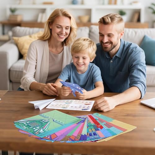 Miniatura 5 de Papel Origami, Kit De Avión De Papel Para Niños 32 Hojas De Papel De Origami De Colores Papiroflexia De Doble Cara De 16 Hermosos Y Diferentes Modelos Avion Juguete Regalos Para Niños 5, 6-12 Años