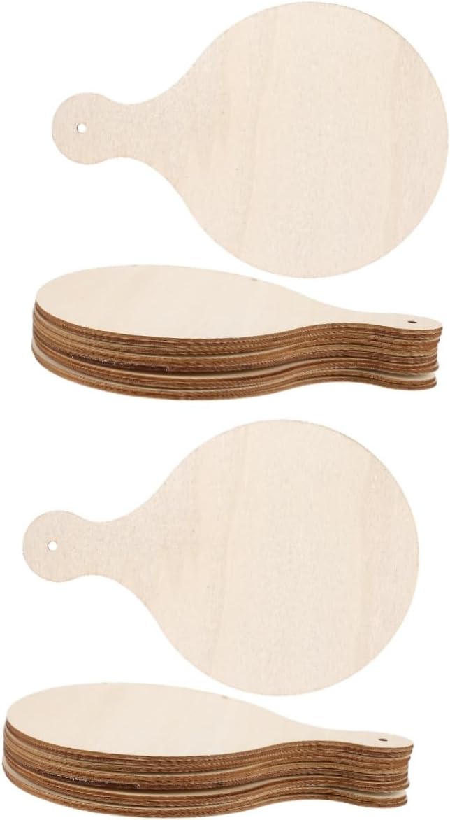 MAGICLULU 2Pcs Diy Unfinished Round Wooden Cutting Boards with Handle 9.05X6.29 Inch Smooth Surface Chopping Boards for Baking Serving Trays