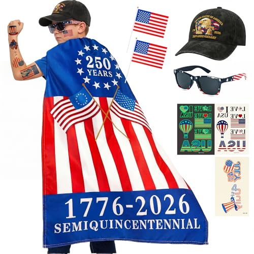 Disfraz con capa bandera americana para niños miniatura 2