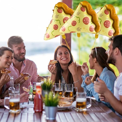 Image of 3pcs Pizza Balloons, 23 inch Sausage Pizza Slices Foil Balloon for Pizza Birthday Party Supplies Baby Shower Funny Party Decoration