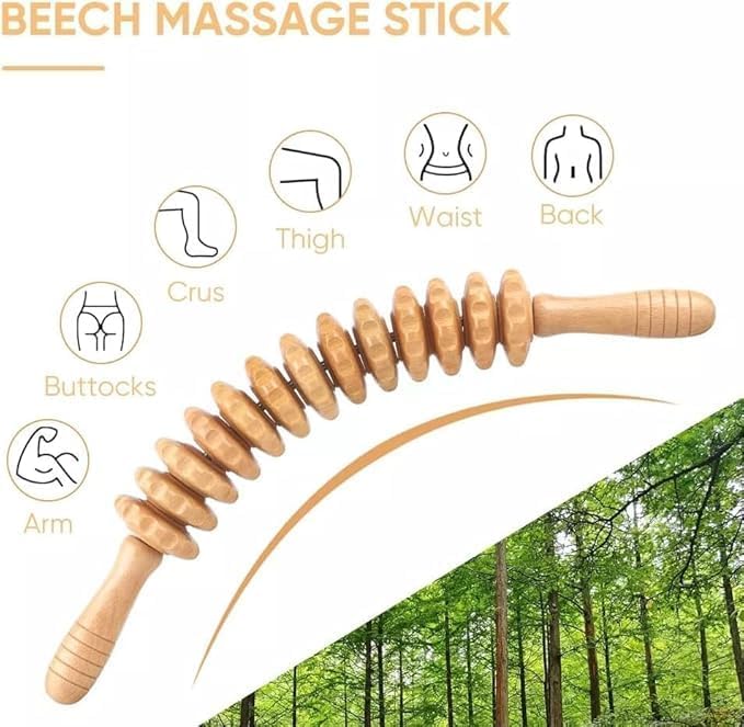 Wooden Massage Gua Sha Stick Massage Equipment Pain Relief 12 Wheels Curved Roller Stick Body Pain Pain Relger Points For Mota Points Therapy Therapy Pearl Roller Equipment Flight Tiger Points (12 Roller Wheels) Wooden Massage Gua Sha Stick Massage Equipment Pain Relief 12 Wheels Curved Roller Stick Body Pain Pain Relger Points For Mota Points Therapy Therapy Pearl Roller Equipment Flight Tiger Points (12 Roller Wheels)