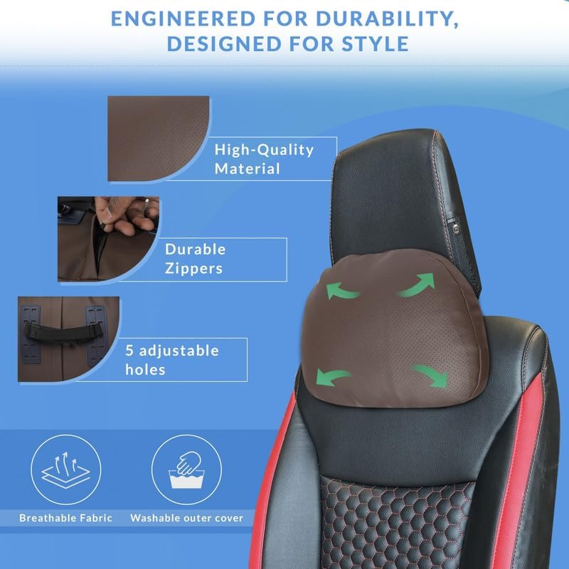 Image of Neodrift 'CloudFlex' (Set of 1) | (Color - Brown) Car Back Seat Neck Rest Cushion Ergonomic Neck Support with Premium Fiber Fill, Pain Relief for Neck and Shoulder