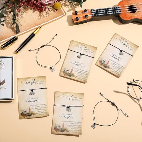 Tondiamo 20 Sets Book Lover Gifts for Women Book Club Gifts Bookworm Bracelet with Wish Card Just One More Chapter Librarian Appreciation charm Bracelet for Women Reading Lover3
