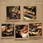 PANTASY Retro Microscope Building Kit for Adults, Antique Science Instrument Model with Mechanical Design, Brass Finish & Lab Accessories, Collectible Display Brick Set