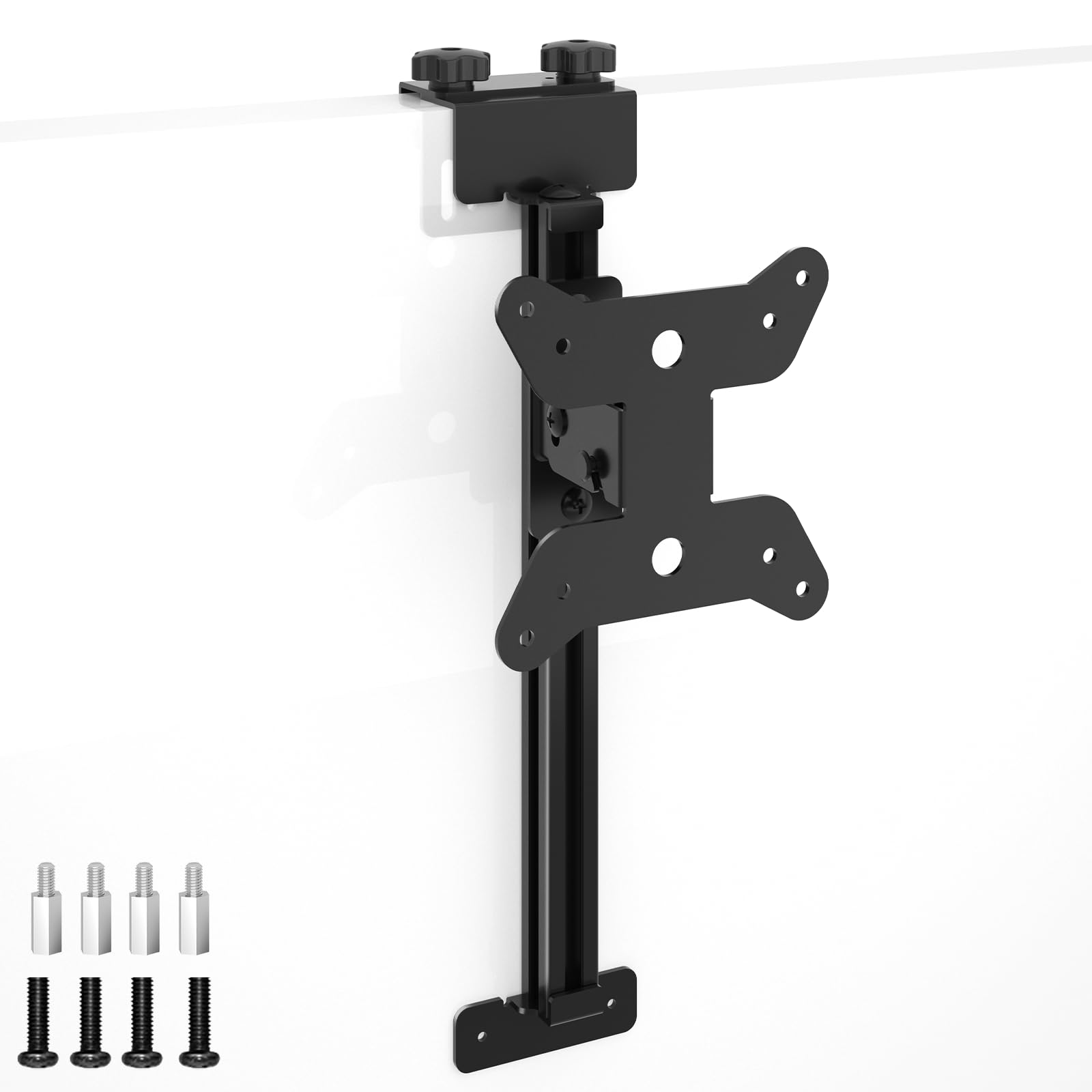 Height Adjustable Worker Cubicle Monitor Mount, Office Cubicle Monitor Hanger, VESA 75x75/100x100mm, Clamp Hook Top Holds Up to 17.6 lbs, Black, with Screws
