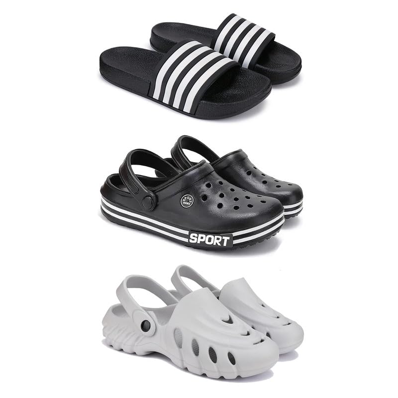 Lightweight Classic Slider || Sandals with Clogs for Men-Combo(3)-3024-3014-3135-9 Grey (COMBO(3)-3024-3014-3135-9__BZ)-image-48