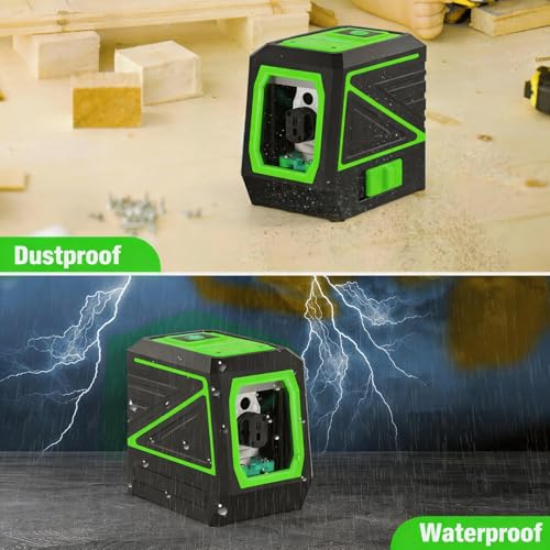 Image of Laser Level with Tripod, 100Ft Green Cross Line Rotary Laser Tool | Rotatable 360 Degree, Manual Self leveling and Pulse Mode,IP54 Waterproof & Battery for Indoor /Outdoor Use