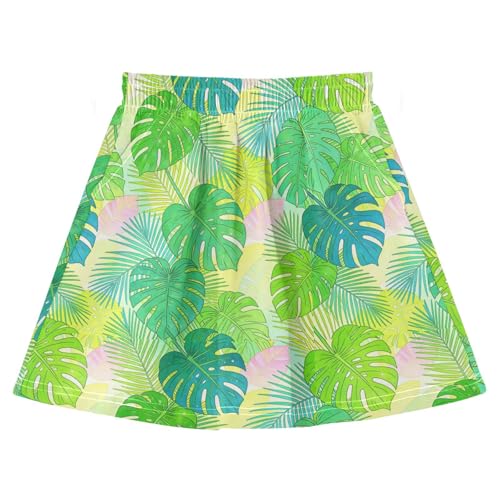 Jupe-short de tennis pour fille en coton motif Monstera avec poches