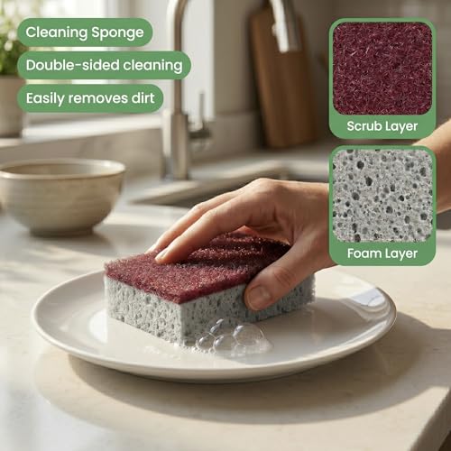 Image of Scrubs with Sponges (Pack of 5) 100% Odor Free and Scratch-Free | Reusable Dishwashing Scrubber for Kitchen and House Cleaning, Suitable for Iron Cast, Steel & Coated Cookware, Rinses Clean