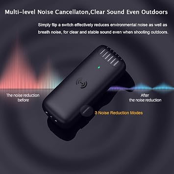 J11 Wireless Lavalier Microphone with Charging Case for iPhone USB C Mini Microphone for TikTok Vlog/Video Recording/YouTube 3 Level Noise Canceling Headphones Monitoring (Lightning)