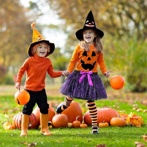 Disfraz de bruja de Halloween elástico sin costuras molestas para niños 7