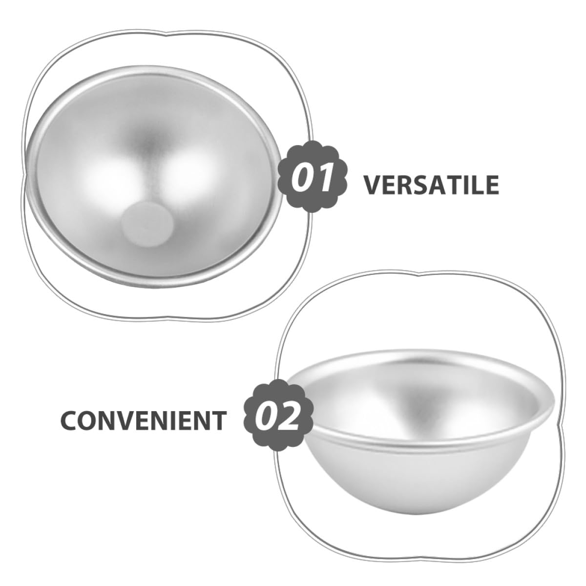 10 Piezas Molde para Pastel de Aluminio Hemisférico Moldes de Mousse Redonda de Reutilizable para Postres de Cumpleaños