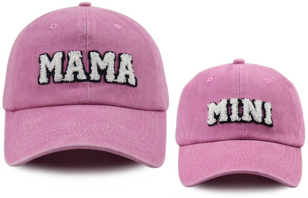 2 Pcs Mama and Mini Hats, Cute Adjustable Cotton Parent-Child Bas...