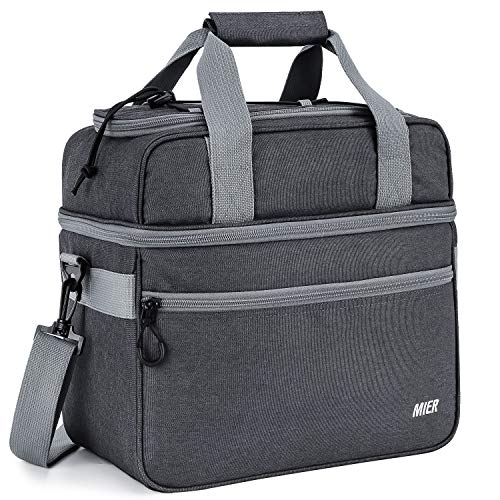 MIER Double Compartment Cooler Bag Large Insulated Bag for Lunch, Picnic, Beach, Grocery