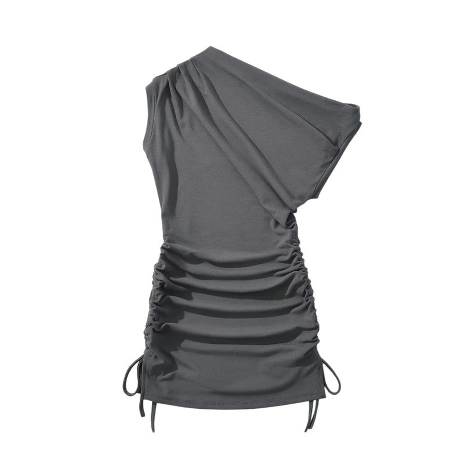 Robe moulante plissée grise asymétrique pour sublimer vos courbes L