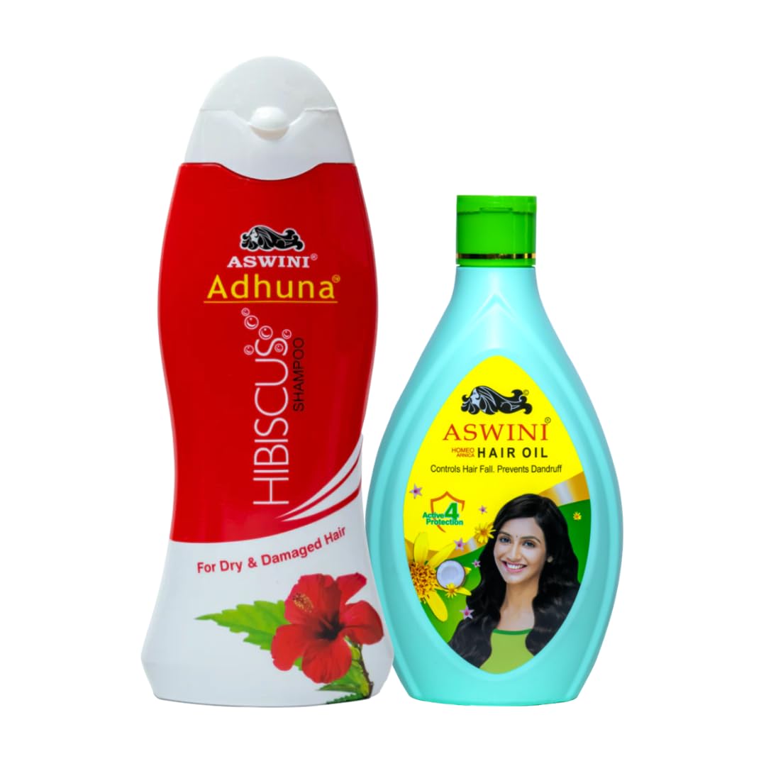 Aswini Complete Hair Care Combo - Shine & Volume - Hair Oil 360ml + Hibiscus Shampoo 400ml-image-36