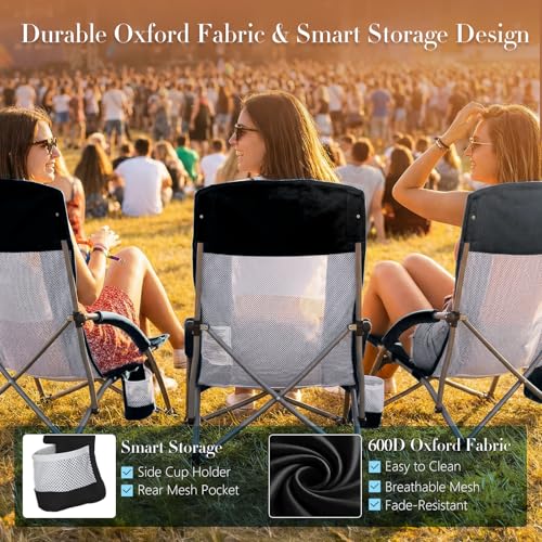 DUMOS Silla Plegable para Camping, Silla de Playa de Perfil Bajo, Negra miniatura 6
