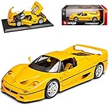 Fahrzeug ist ca 25 cm lang Bburago Ferrari F50 Coupe Gelb 1996-1997 1/18 Modell Auto