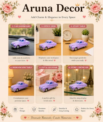 Image of Miniature Vintage Car | Retro Decorative Mini Resin Car for Fairy Garden, Terrariums, Dollhouse Accessory & Home Decor | Cute Collectible Gift for Kids & Adults