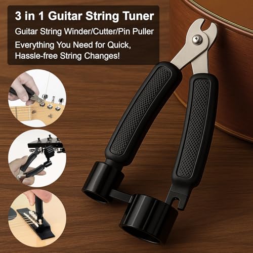 DINGSEN Gitarrenreinigungsset – 8-teiliges professionelles Pflegeset mit Gitarrenreiniger, Griffbrettöl, Polierwachs, Saitenreiniger, 3-in-1-Schneider & Mikrofasertuch