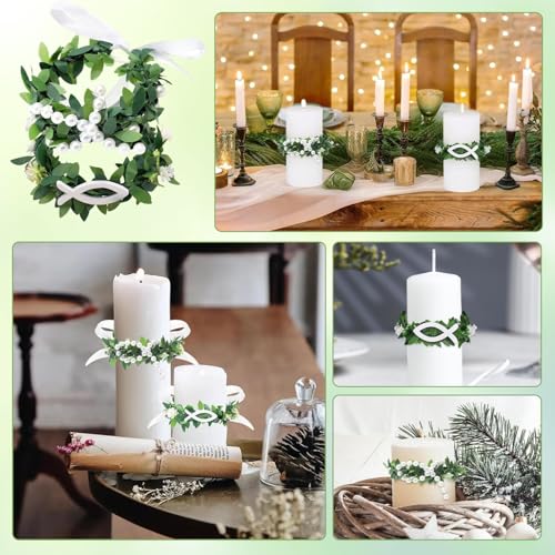 Kleine Tropfschutz Kommunion Kerzenringe, 2 Stück Tropfenfänger Kommunionkerze Kerzenkranz, Kerzenrock KOM-munion, für Kommunion Taufe Hochzeiten