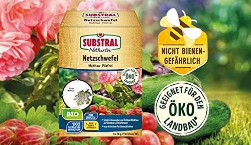 Substral Naturen Bio Netzschwefel Mehltau Pilzfrei, 6x10g - Biologisches Spritzpulver gegen Pilzkrankeiten an Pflanzen