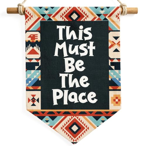 Boho This Must Be the Place Canvas Banner Wall Hanging Decor 12x16in