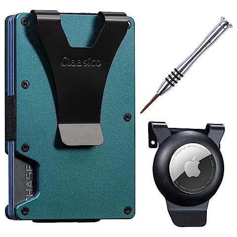Classico Slim Wallet with Airtag Holder - RFID Blocking, Minimalist Metal Wallet for Men - Securely Holds Cards and Cash, Stylish and Functional - Packed in a Unique Gift Box (Green) Cover