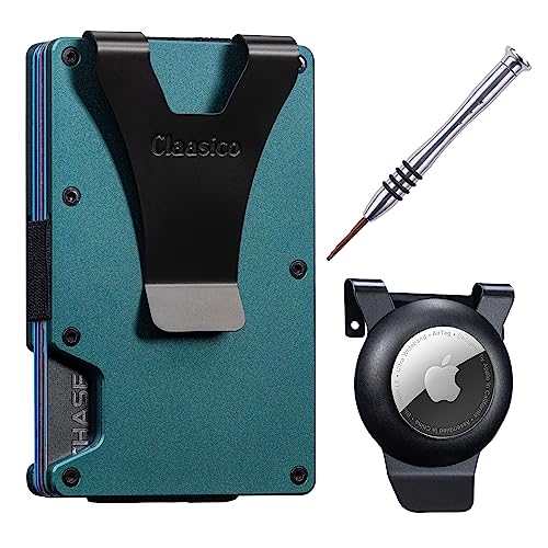 Classico Slim Wallet with Airtag Holder - RFID Blocking, Minimalist Metal Wallet for Men - Securely Holds Cards and Cash, Stylish and Functional - Packed in a Unique Gift Box (Green)