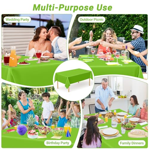 Image of QZYL 4 PCS Plastic Tablecloth, 54 x 108 Inches Waterproof Disposable Table Cloth, Spring Tablecloth of Baby Shower Football Party Decorations, Table Cover for Rectangle and Round