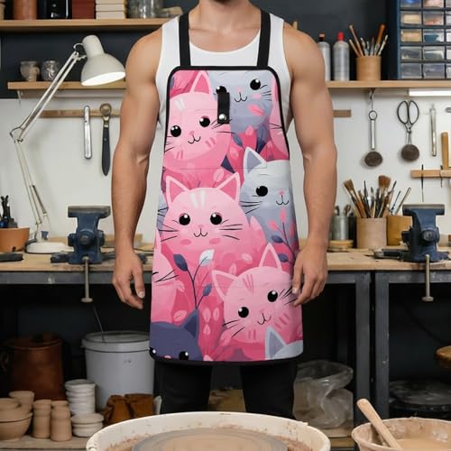 Delantal multiusos Pink Cat con múltiples bolsillos ajustables miniatura 4