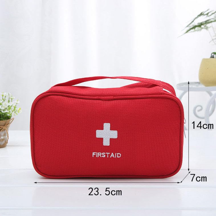 Image of AccuPrints Sumiko First Aid Kit Bag | Medicine Storage Box Container | Multipurpose Portable & Spacious Emergency Pouch Organizer with Mesh Pouch & Elastic Loops | for Travel Camping Home & Gifts Red