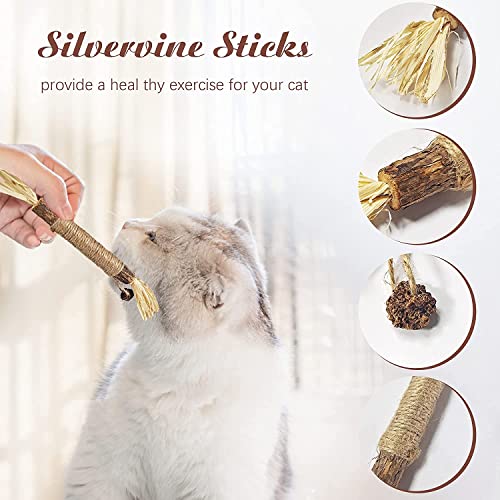 Sawanork 3 PCS Cat Chew Toys, Kitten Chew Sticks for Aggressive Chewers, Silvervine Chew Stick Toy, Large Size Catnip Toys