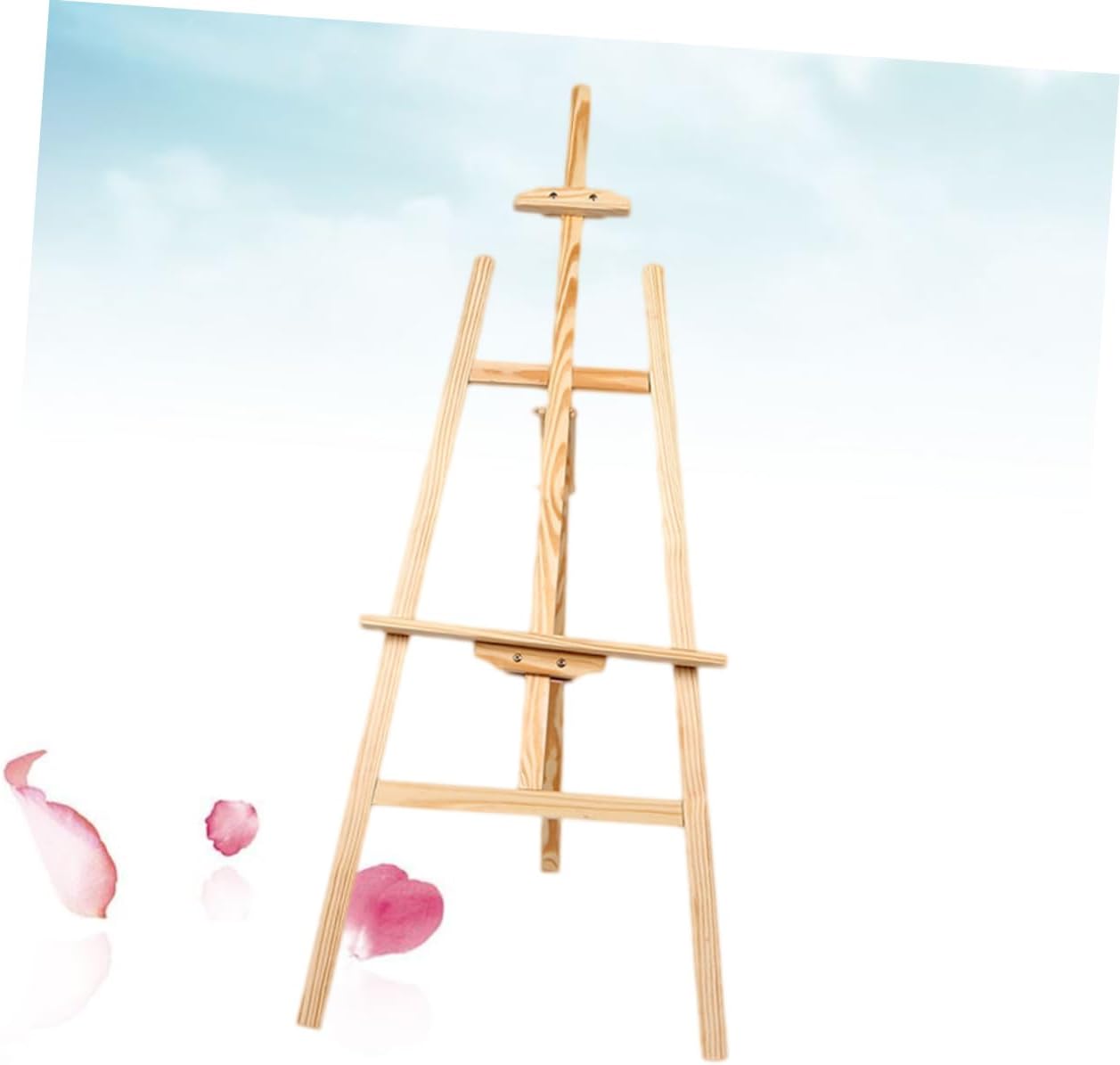 Adjustable Solid Pine Wood Easel Multi-Functional Art Tool with Height and Tilt Settings Non-Slip Base for Indoor Outdoor Use Foldable Portable Painting Display Stand Without