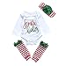 Baby Xmas Outfit Newborn Girls Santa Romper Leg Warmers Bow Headband 3Pcs Clothes Set -Glosun (0-6 Months)