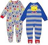 Kids Headquarters Kids 2-Pack Footed Blanket Sleeper (Blue Monster, 18 Months)